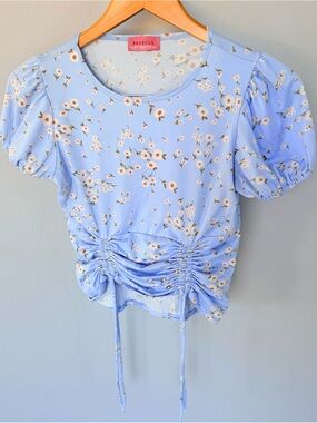 Ragdoll Floral Puff Sleeve Cropped Blouse • S • Cottagecore • Boho • Coquette •